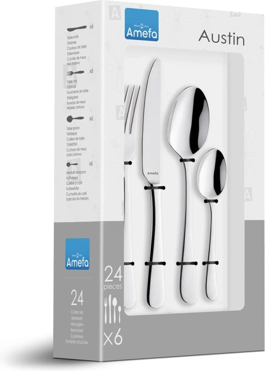 Amefa Austin Bestekset - 24 delig - 6 persoons - Zilver Amefa Austin Bestekset - 24 Delig - 6 Persoons - Zilver -Le Creuset Winkel 856x1200 4