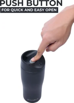 BanGosa® Koffiebeker To Go - Thermosbeker - Reisbeker - Travel Mug - RVS 400ml - Mat Zwart 2 BanGosa® Koffiebeker To Go - Thermosbeker - Reisbeker - Travel Mug - RVS 400ml - Mat Zwart -Le Creuset Winkel 862x1200