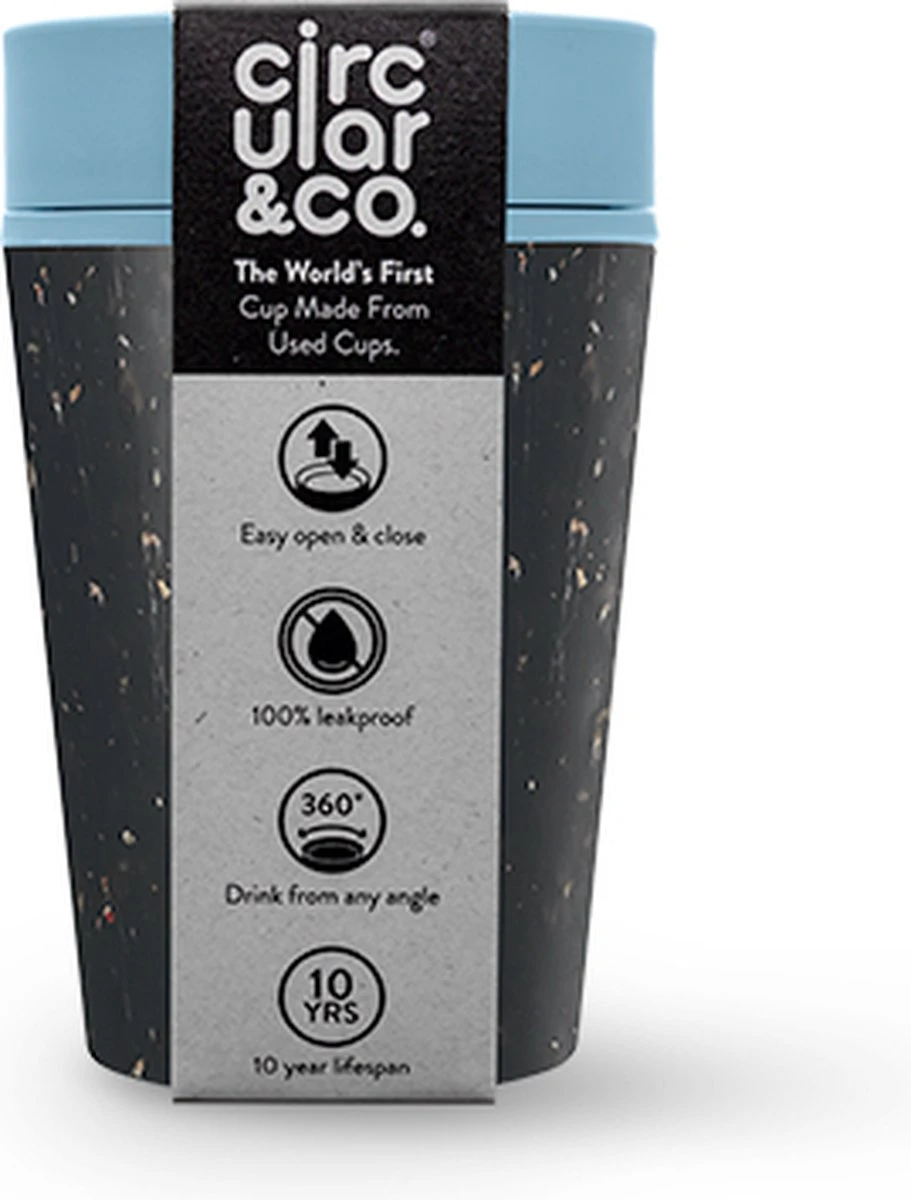 Circular&Co. herbruikbare to go koffiebeker (rCUP) zwart/blauw 8oz/227ml Circular&Co. Herbruikbare To Go Koffiebeker (rCUP) Zwart/blauw 8oz/227ml -Le Creuset Winkel