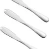 Merkloos Zilverkleurige 3-delige Botermessen Set - Roestvrijstaal - Messenset Voor De Boter - 3 X 20,8 X 1,6 Cm