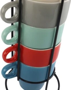 Orange85 Koffiekopjes - Met Houder - Set Van 6 - Gekleurd - 300 Ml - Keramiek 3 Orange85 Koffiekopjes - Met Houder - Set Van 6 - Gekleurd - 300 Ml - Keramiek -Le Creuset Winkel 945x1200