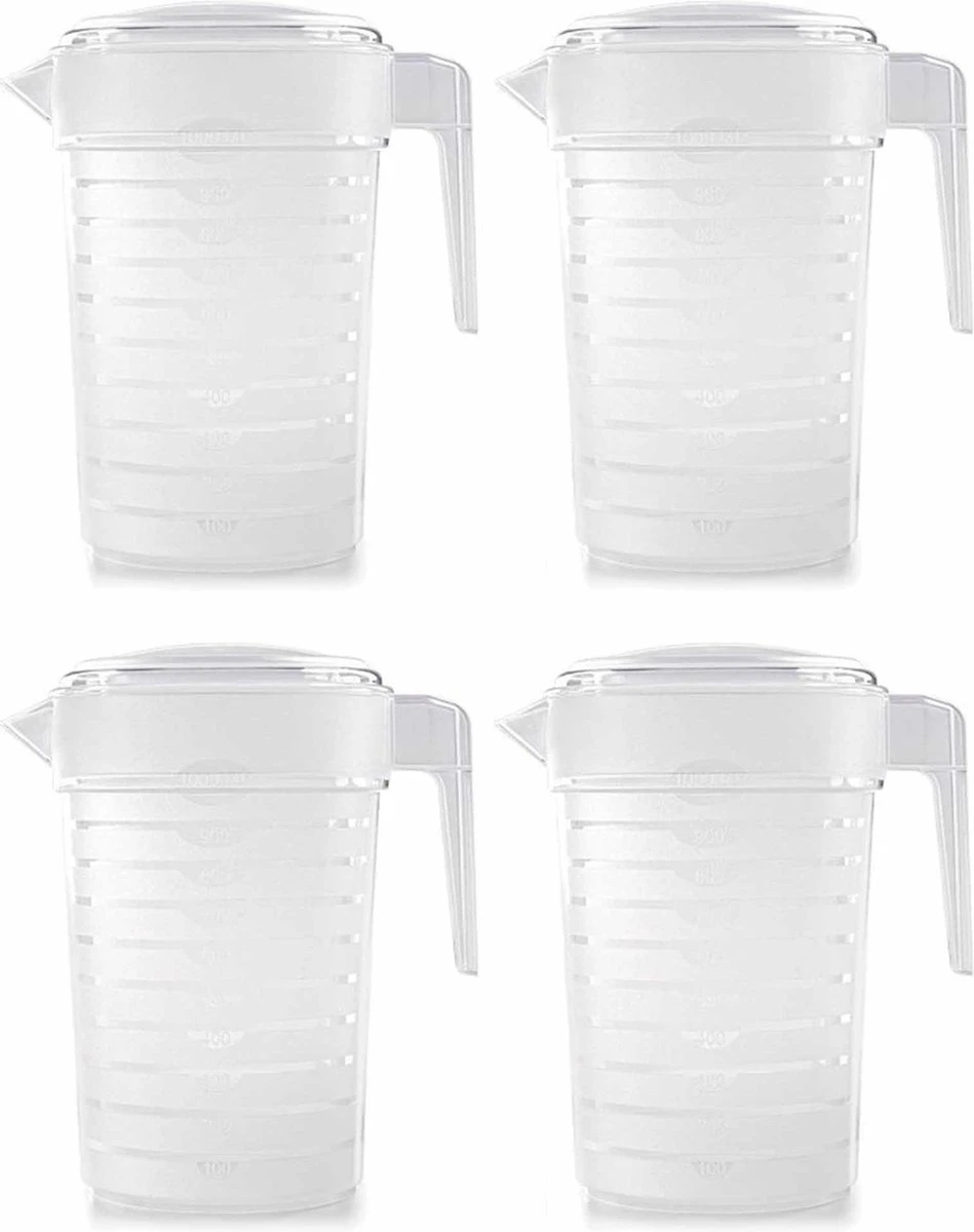 Pakket van 4x stuks kunststof schenkkannen/waterkannen van 2 liter - 2000 ml - Feest/partij/zomer Merkloos Pakket Van 4x Stuks Kunststof Schenkkannen/waterkannen Van 2 Liter - 2000 Ml - Feest/partij/zomer -Le Creuset Winkel 949x1200 3