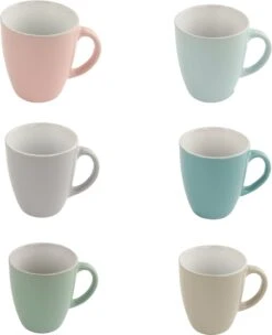 Orange85 Espresso Kopjes - Set Van 6 - Met Oor - 160ml - Meerdere Kleuren - Pastel - Aardewerk